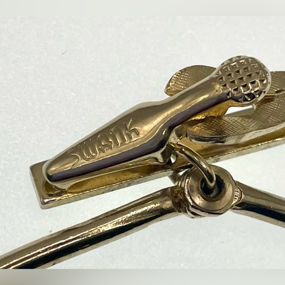 3 for $30 Vintage Signed Swank Gold Tone Open Loop Expandable Tie Ring Clip - Picture 4 of 8